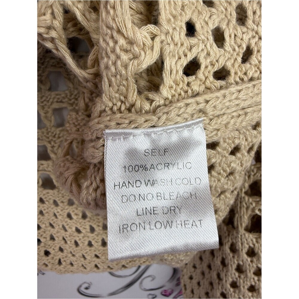 Bluivy sweater Open-Weave Tan Crochet Sweater - Lightweight Layering Pullover - Picture 8 of 10